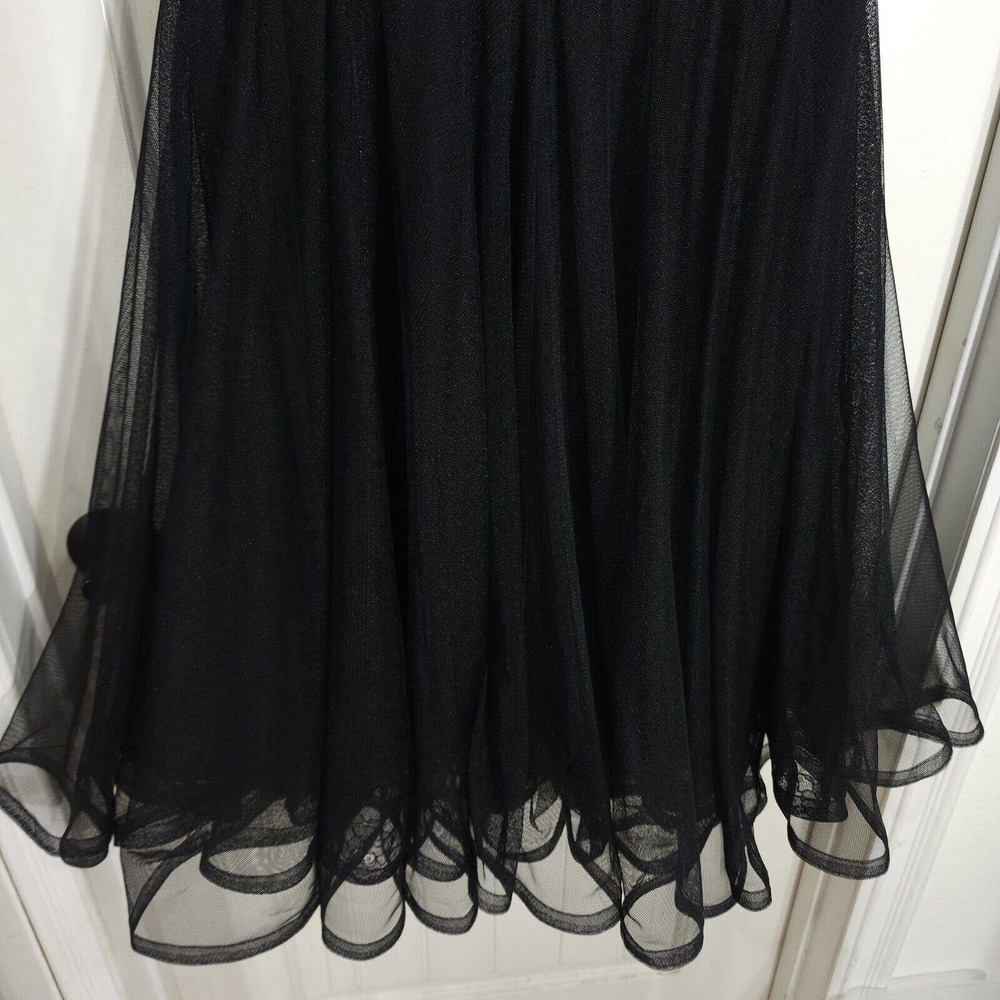 Betsey Johnson Womens Dress Vtg 90s Black Lace Tulle Midi Corset Mod Vamp Sz M - Picture 4 of 10